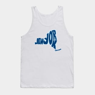 New York Map Outline Bubble Letters- blue Tank Top